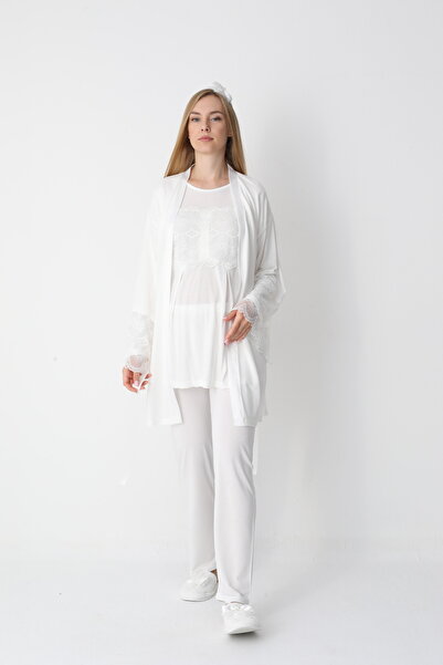 ERDENİZ TEKSTİL طقم بيجامة للأمهات الحوامل والمرضعات مكون من 3 قطع، ملابس للأ...