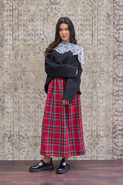 KÜÇÜĞÜM BUTİK Red Plaid Gathered Skirt
