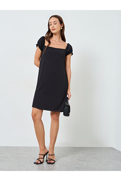 Maxim Creation By Styli Women Black Square Neck Mini Dress