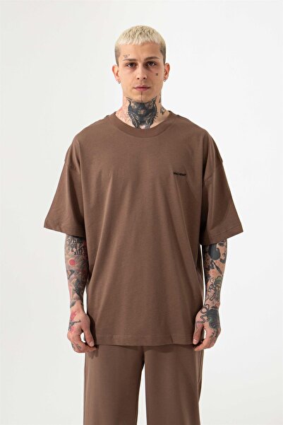 Machinist Men's Oversized Basic Suprem Cotton T-Shirt Brown