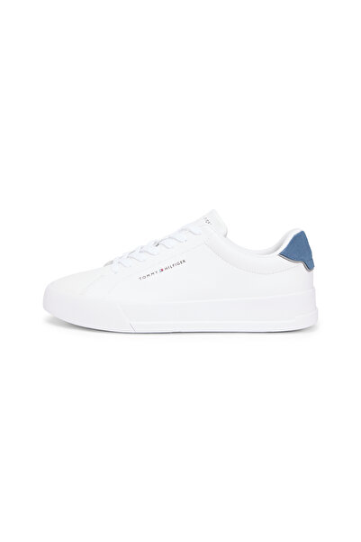 Tommy Hilfiger Men White Logo Court Leather Low Top Lace-Up Trainers