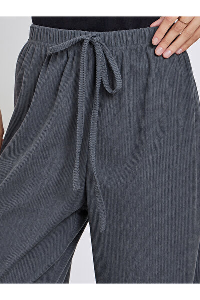 Styli Grey Corduroy Wide Leg Pants