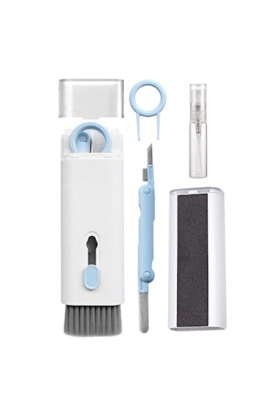 TRENDMARK Kit de curățare multifuncțional 7 în 1 pentru ecrane de telefon și laptop, alb-albastru