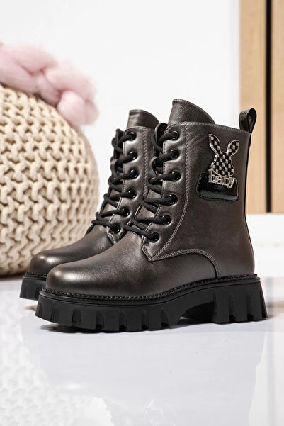 Zaira Girls' gray fur boots made of eco-leather Aris #23114 - 37