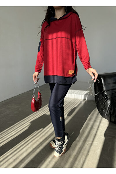 rengamoda Women's Hooded Hem Detail Two Thread Fabric Double Set (Color Options)