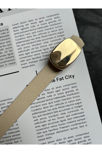 LİA KEMER Hoard Mirror Patterned Women's Gold Buckle Belt Jacket Belt Dress Belt Trouser Belt