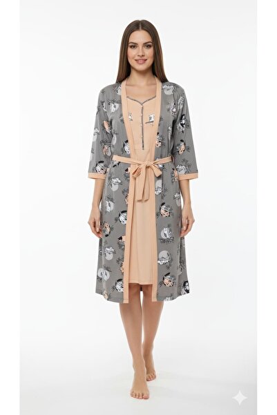 Bumbăcel Set pentru dame din capot și pijama