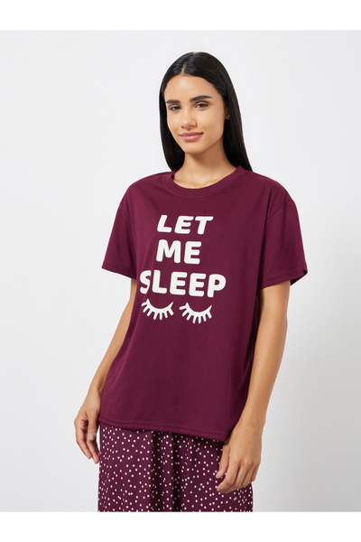 Styli Let Me Sleep Graphic T-Shirt and Spot Print Pyjama Set
