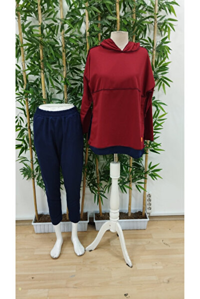 rengamoda Women's Hooded Hem Detail Two Thread Fabric Double Set (Color Options)