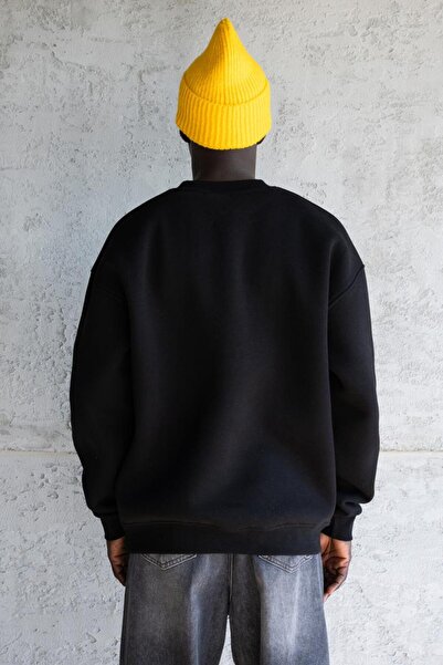 Machinist Figurină masculină brodată cu căptușeală din fleece Swea tricou Negru