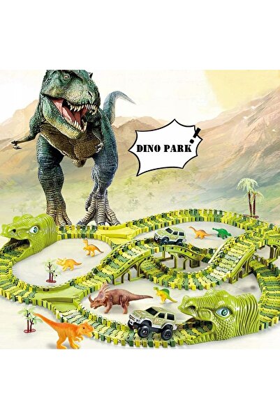 PROCART Car circuit track, Dino Park, 8 dinosaurs, Off-road electric car, 240 flexible track pieces