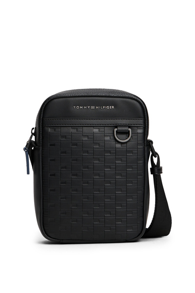 Tommy Hilfiger Men Black Modern Repeat Flag Crossbody Reporter Bag