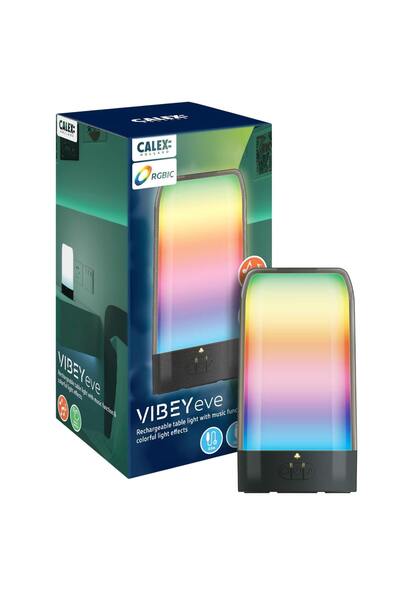 Calex Vibey Eve RGBIC LED table/desk lamp, rechargeable, touch control, music...