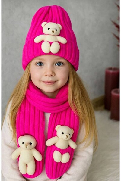 BEGONYA BEBECE KIDS Șapcă și eșarfă cu ursuleț
