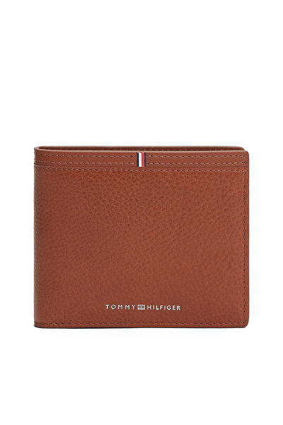 Tommy Hilfiger Men Brown Corporate Logo Leather Bifold Wallet