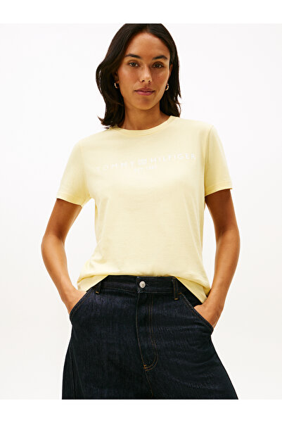 Tommy Hilfiger Women Yellow Logo Jersey Crew Neck T-Shirt