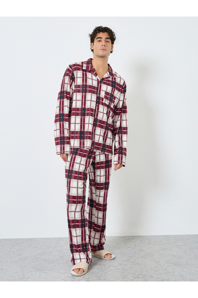 Styli Men Checked Oversized Shirt and Pyjama Set