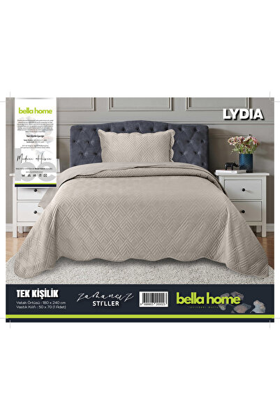 Bella Home Lydia Kadife Yatak Örtüsü Tek Kişilik Bej