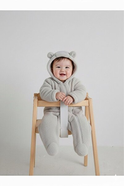 SKYMOOD Welsoft Plush Winter Baby Girl/Boy Jumpsuit with Hood