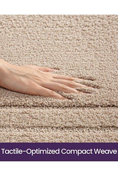 dexi Bathroom Mat 50 x 80 cm, Non Slip Washable Microfiber Bathmat, Beige