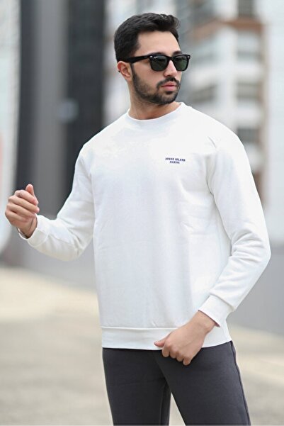 trender سترة رجالية بياقة دائرية وثلاثة خيوط من قماش الشيرونا بلون إكرو 5012