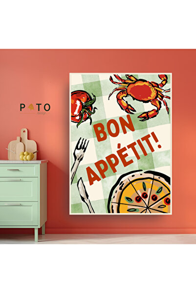 'Bon Appetit!' Table | Beige Framed | MDF & UV Printing