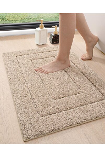 dexi Bathroom Rug Mat, Extra Soft Absorbent, Non-Slip, 50 x 80 cm, Beige