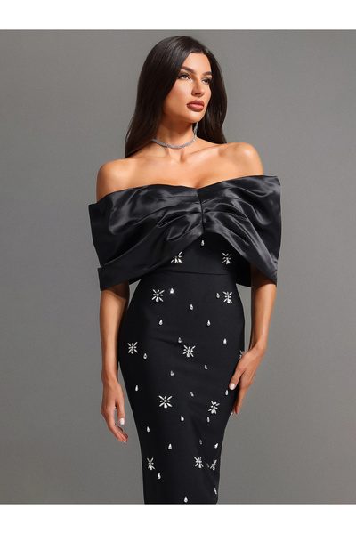 Take Two By Styli Women Black Embellished Maxi Dress