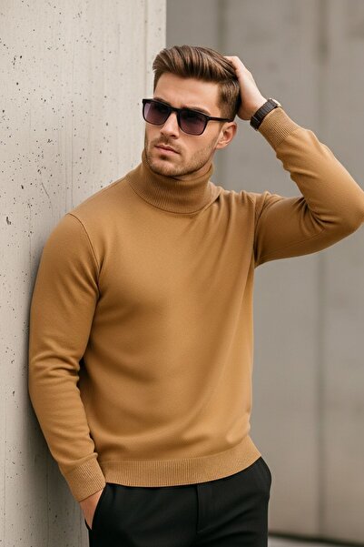 COMBİNE MİCHAİL Чоловічий преміум-кавовий светр з високим коміром