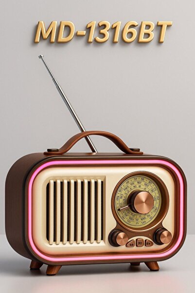 ErCorp Retro Radyo Işıklı Nostaljik Görünümlü Şık Tasarım MD-1316BT