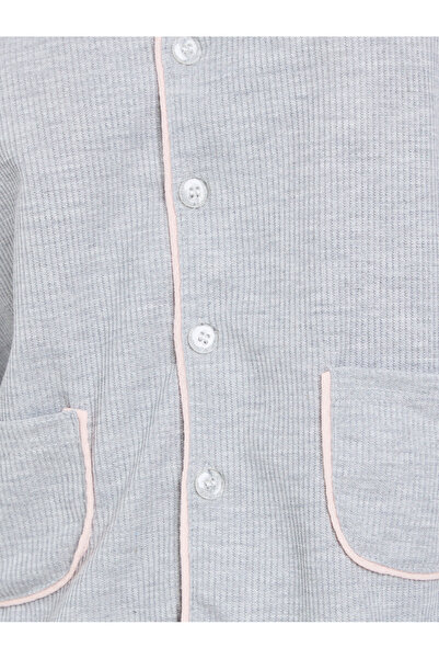 Styli Rib Button Placket Shirt and Pyjama Set