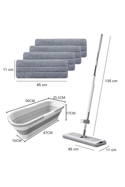 Next Trend Rotating Mop Set with 4 Microfiber Cloths and 8L Foldable Bucket – Efficient Cleaning |