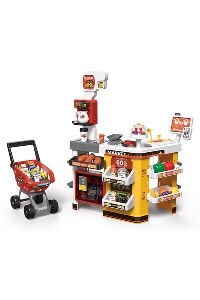 PROCART Set supermarket de jucărie, 54 accesorii, sunete, lumini, POS, scaner...