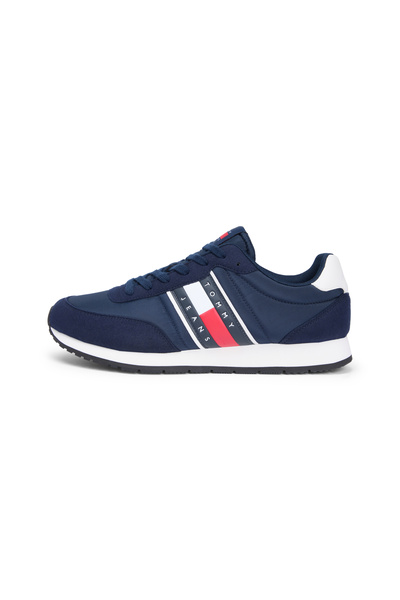 Tommy Hilfiger Men Navy Mixed Texture Contrast Heel Trainers