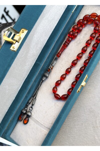 KAZZAZE سبحة كهرمان فضية مزدوجة التموجات مع شراشيب |   سلسلة قابلة للتجميع