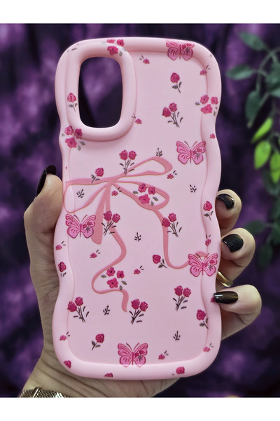 Magic Ring OPPO A52/A72/A92 Uyumlu Kelebek Kurdele ve Çiçek Desenli Pembe Tel...