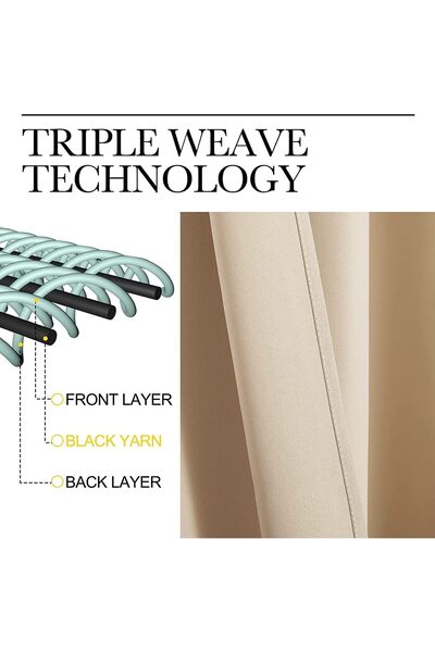 bolivia's Extra Wide Grommet Blackout Curtain, 200x270 cm (Beige)