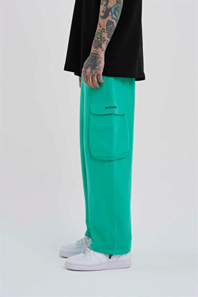 Machinist Men's Cargo Pocket Pack Oversized Baggy Sweatpants Electric Green