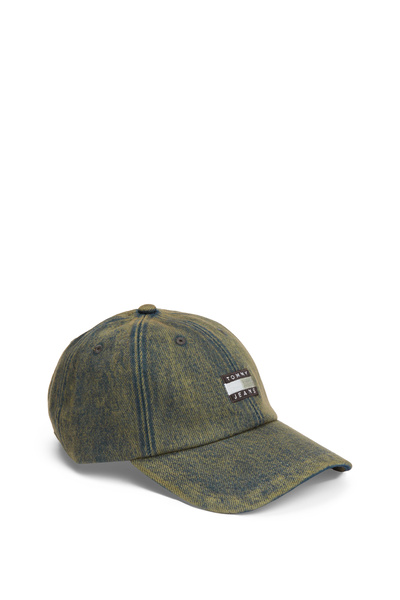 Tommy Hilfiger Men Green Heritage Tonal Logo Denim Baseball Cap