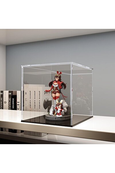 Slasa Acrylic Display Case 20.3×20.3×20.3cm for Figures with Black Base