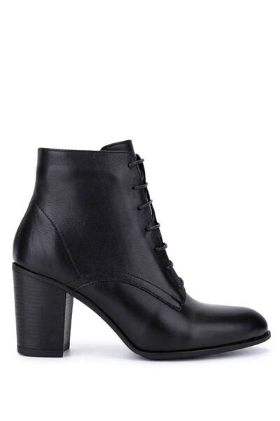 Tamer Tanca Kadın Hakiki Deri Siyah Deri Topuklu Bot