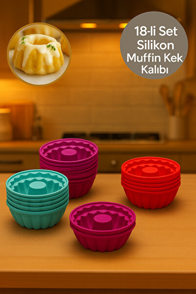 Nesto Home Set of 18 Silicone Fireproof Non-Stick Mini Muffin Cake Molds