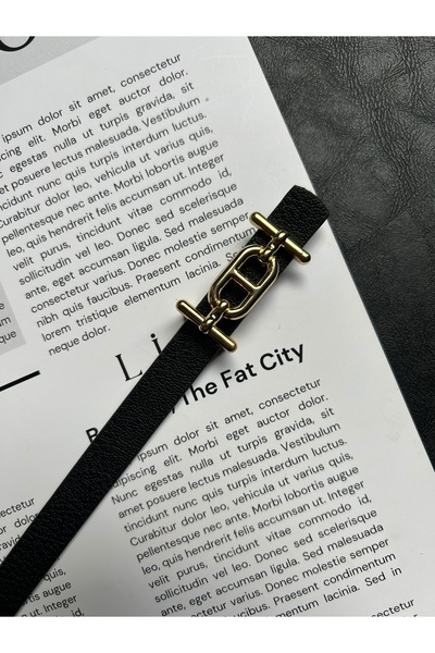 LİA KEMER 2-Pack Hype Patterned Women's Gold Buckle Belt Jacket Belt Dress Belt Trouser Belt