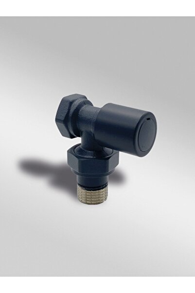 Lojimax Dekoratif Radyatör Vanası Dokulu Antrasit Köşe 1/2" Metal Volan