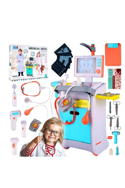 PROCART Cărucior medical, monitor pentru semne vitale cu sunete și lumini, ecran portabil, instrumente medicale