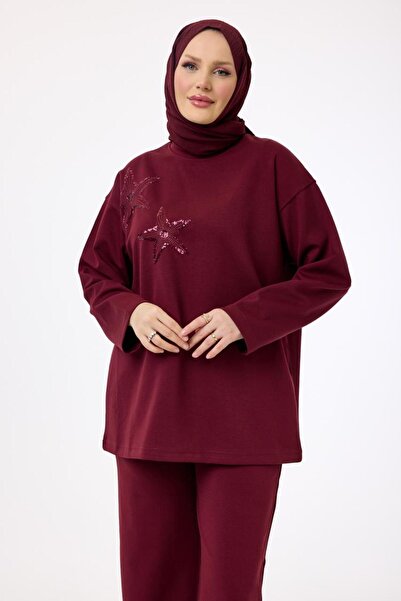 My City 6073 - Stylish Comfortable Women's Star Embroidery Detailed Pants Tunic Set