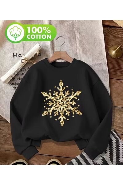 herkesemoda guler rotund Hanorac cu imprimeu Shining Star