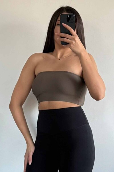 CİDDE Women's Strapless Seamless Crop Bustier