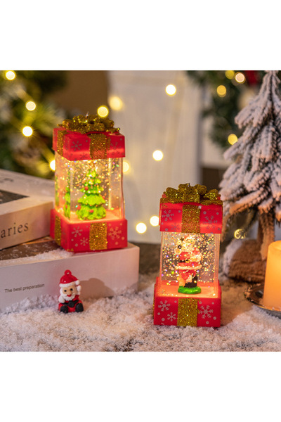 Generic Christmas Gifts Table Top Ornament with Lights and Snows Globe (Red- Santa Claus)