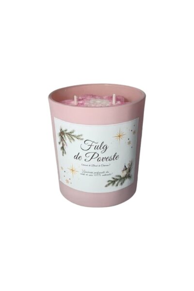 OEM Scented candle set, 'Fulg de Poveste', soy wax, pink, fresh thread fragrance
